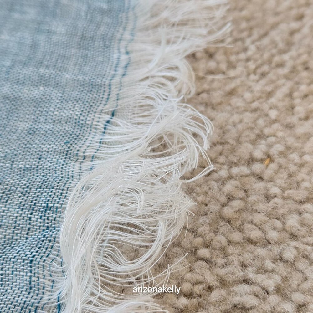 NWOT Linen Scarf Gradient Blue Ombre - Picture 10 of 14